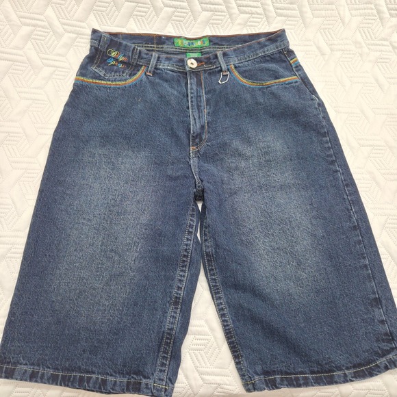 Brooklyn Xpress Other - Brooklyn Xpress Denim Shorts Men 36 Dark Blue Excellent Baggy Y2K Skater Rainbow